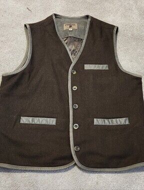 Madison Creek Men's Wool & Leather Brown Vest Size Large